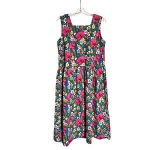Heiress Vintage 80's Cottagecore Cotton Floral Sleeveless Dress Size M